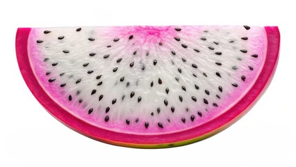 A vibrant dragon fruit slice, isolated on white background