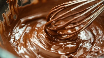 Melted chocolate being whisked