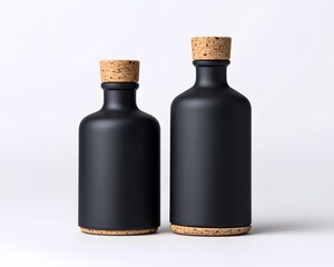 Abstract Art Matte Black Bottles with Cork Tops