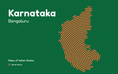 Karnataka State Spiral Map with Bangalore as Central Capital – India Collection