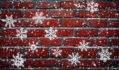 Group of white snowflakes on a red background, symbolizing the festive and cold winter season
