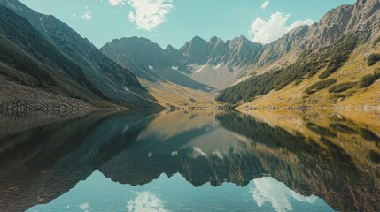Fototapeta premium Mountain lake mirroring sky