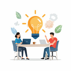 Workshop idea meeting brainstorm, people discussion or collaboration for business idea, teamwork or conversation in workplace, gathering solution concept, business people in brainstorm in workshop