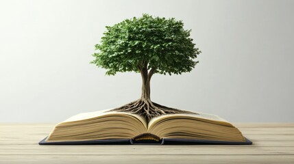 Open book with tree growing from it