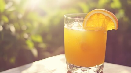 Orange drink in garden setting