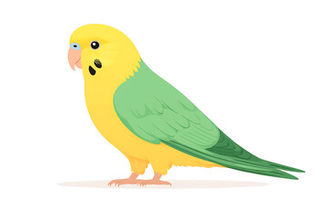 A charming illustration of a pet bird. This yellow and green parrot like bird is a friendly icon. Simple design with easy to use colors.