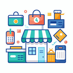 Small Business Icons Vector on White Background for Small Business Saturday