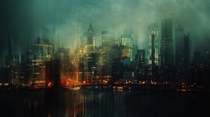 Fototapeta premium Mystical city night skyline