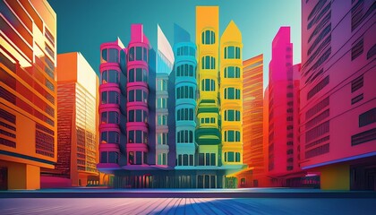 Fototapeta premium the buildings are brightly coloured architecture cityscape outdoors