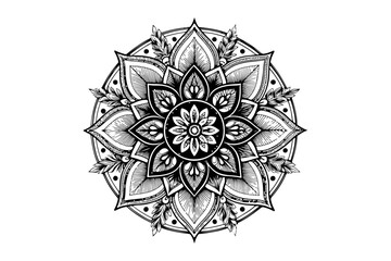 Ornamental round floral lace design in vintage mandala style