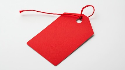 Festive Red Tag on White Backdrop for Discount Promotions During the Holiday Season