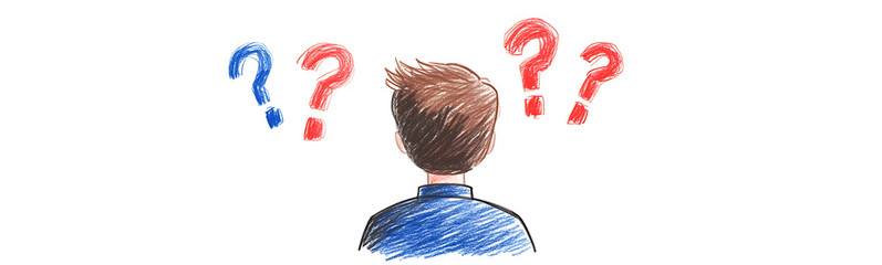 Pondering Thoughts: Illustration of a person facing questions.