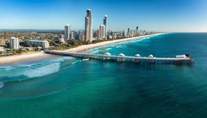 Fototapeta premium aerial view of the spit jetty on the gold coast