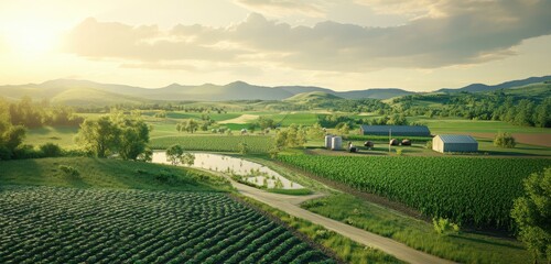 Fototapeta premium A detailed visualization of sustainable farming and organic agriculture highlighting environmental importance.