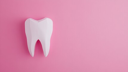 Minimalist Tooth Illustration with Toothbrush on Soft Pink Background for Dental Care and Health Awareness