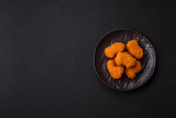 Chicken nuggets in breading, takeaway food, junk food