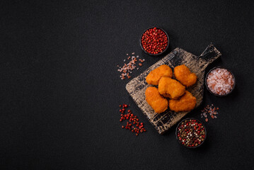 Chicken nuggets in breading, takeaway food, junk food