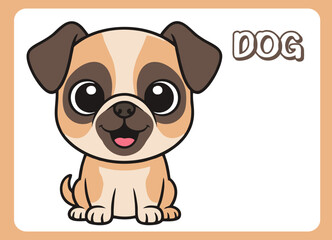 Cute little dog  happy smile cartoon illustration.
