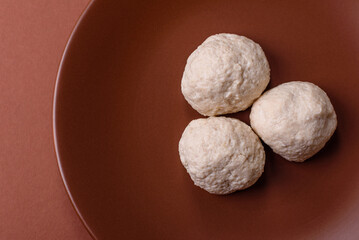 Chicken meatballs, cutlets steamed with salt and spices, a healthy meal