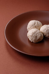Chicken meatballs, cutlets steamed with salt and spices, a healthy meal