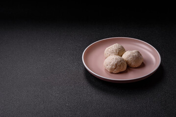 Chicken meatballs, cutlets steamed with salt and spices, a healthy meal