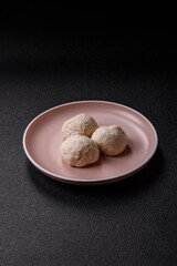 Chicken meatballs, cutlets steamed with salt and spices, a healthy meal