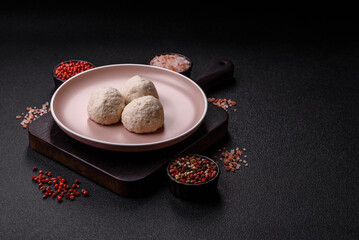 Chicken meatballs, cutlets steamed with salt and spices, a healthy meal