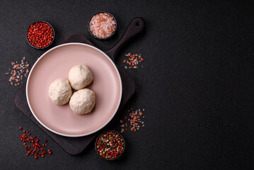 Chicken meatballs, cutlets steamed with salt and spices, a healthy meal