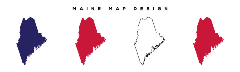 Maine State Map – Vintage Style Illustration with Labeled Cities and Borders
