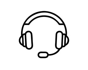 Headset with Microphone Silhouette Icon - Editable Vector for UI/UX, App, and Web Design, Isolated on White