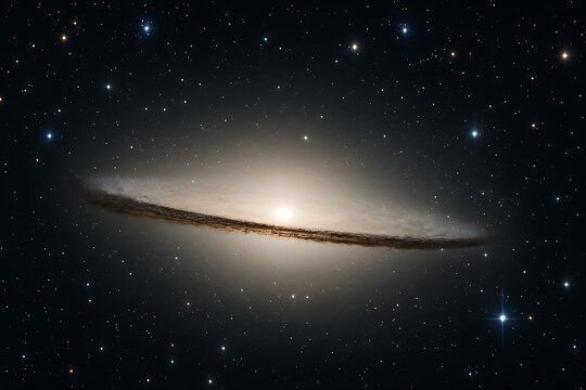 Sombrero Galaxy Close-Up View, Deep Space Astronomy Background