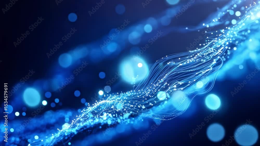 Poster tech blue particle line dynamic background
