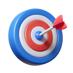 Bullseye target with arrow 3d render isolated on transparent background