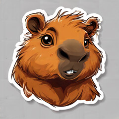 Obraz premium Adorable Cartoon Illustration of a Capybara With a Cheerful Expression