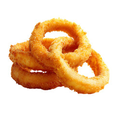 Golden Brown Crispy Onion Rings Stacked Food Photography isolated on a transparent background fast food