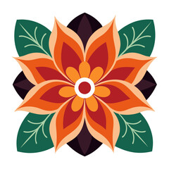 Vibrant Orange Flower with Green Leaves