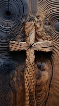 Orthodox cross meticulously carved on wooden base &mdash; symbol of faith and traditional craftsmanship.