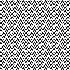 black and white seamless pattern, repeating pattern, black V-shaped elements, black diamond shapes, black V-shapes or chevrons that point upwards, brick-like, larger rhombus or lozenge shapes