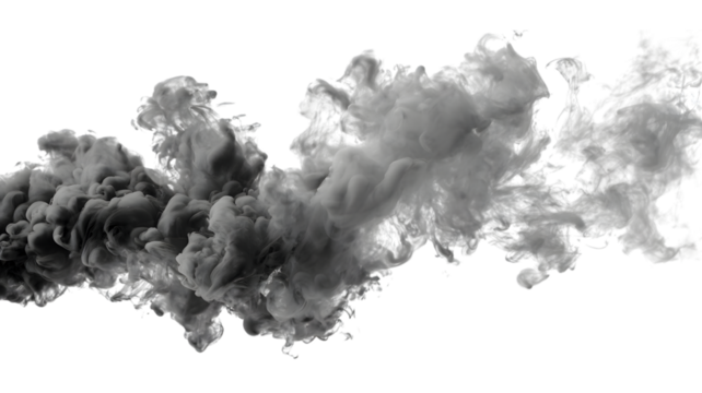 Abstract grey ink cloud expanding in background artistic and modern design with smoke effect conceptual artistic imagery isolated on white transparent