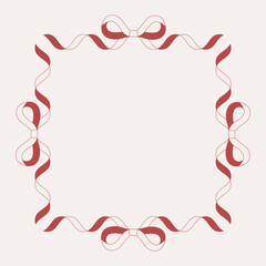 Square red ribbon frame with four bows on each side. Symmetrical and festive &mdash; perfect for greeting cards, gift tags, or decorative purposes.