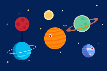 Celestial Bodies A Colorful Illustration of Planets and Stars in Space
