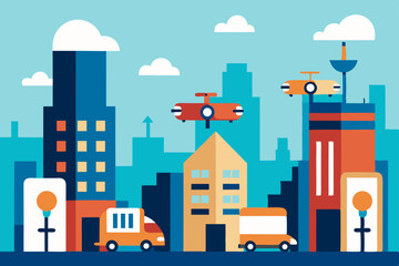 Obraz premium Smart City Drone Delivery and Urban Logistics Optimization