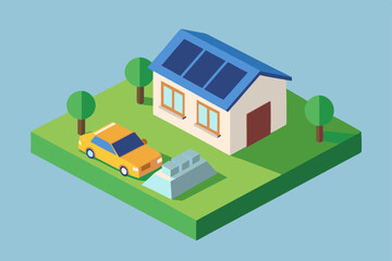 Sustainable Living Eco-Friendly Home with Solar Panels and Electric Vehicle Charging