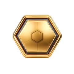 Gold Hexagon Abstract Design Luxury Geometric Shape, isolated on transparent background, perfect cutout, PNG