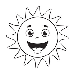 Fototapeta premium Happy Cartoon Sun Character with Smiling Face and Rays Illustration Art