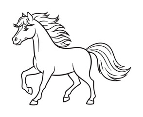 Elegant galloping horse sketch with flowing mane and tail illustration art