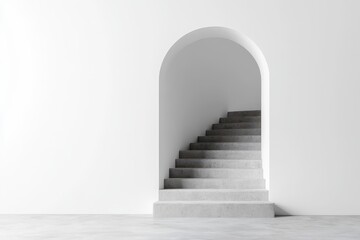 Fototapeta premium Minimalist 3D Space Featuring Arch Doorway and Concrete Flooring in Elegant Interior Design