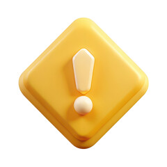 3d rendered yellow exclamation mark icon isolated on transparent background