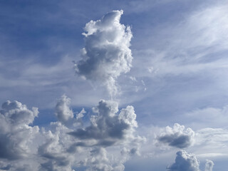 Dramatic Cumulus Clouds Against Brilliant Blue Sky Formation