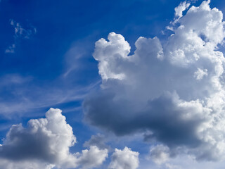 Dramatic Cumulus Clouds Against Brilliant Blue Sky Formation